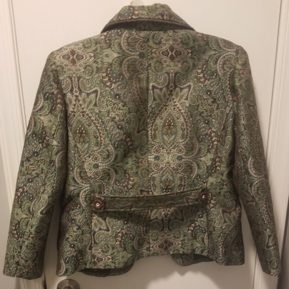 Pre-loved Modern Images Women's Brown, Green and Tan Blazer - Picture 2 of 3